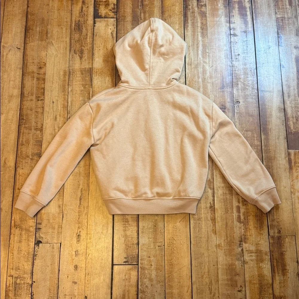 GAP Kids Tan Hoodie size 8 sequined Logo cotton full zip spring neutral